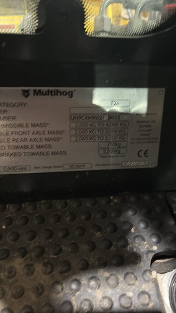 Serial Number plate of Multihog CX75