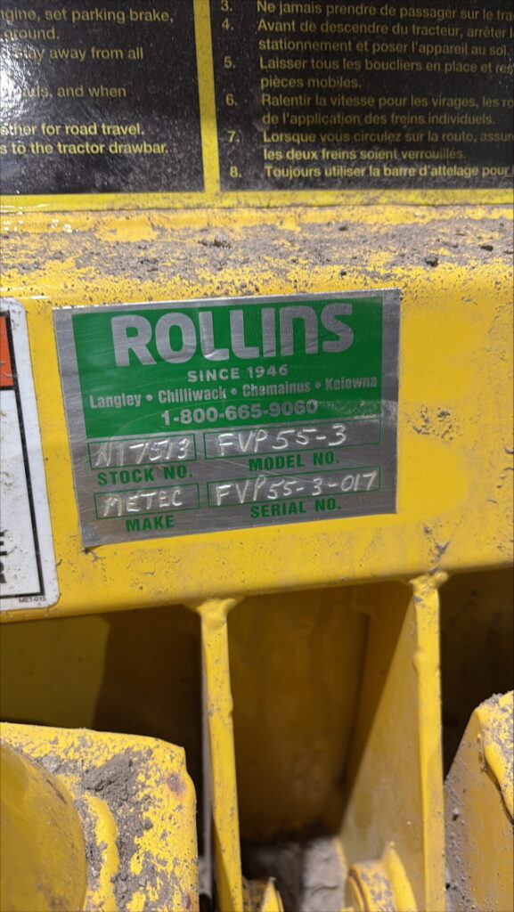Stock Number Tag for Multihog CX75