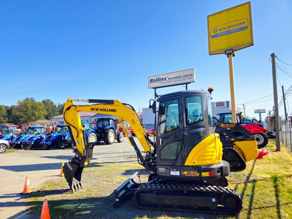 Side of New Holland E37C