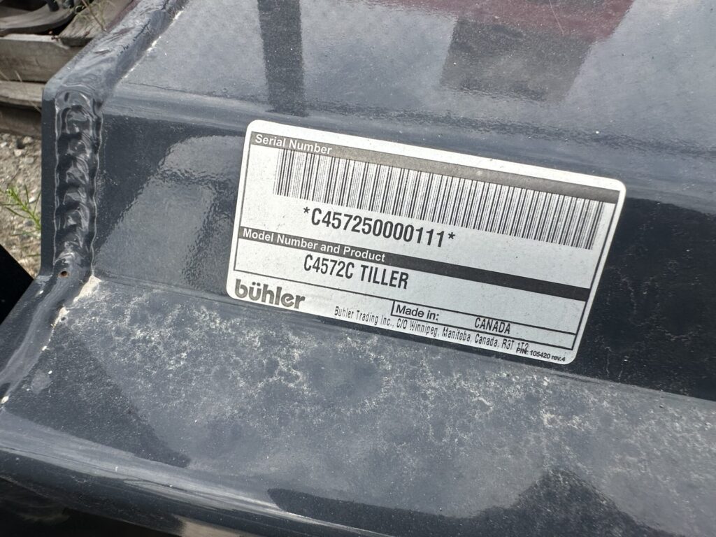 Serial Number of Buhler Tiller