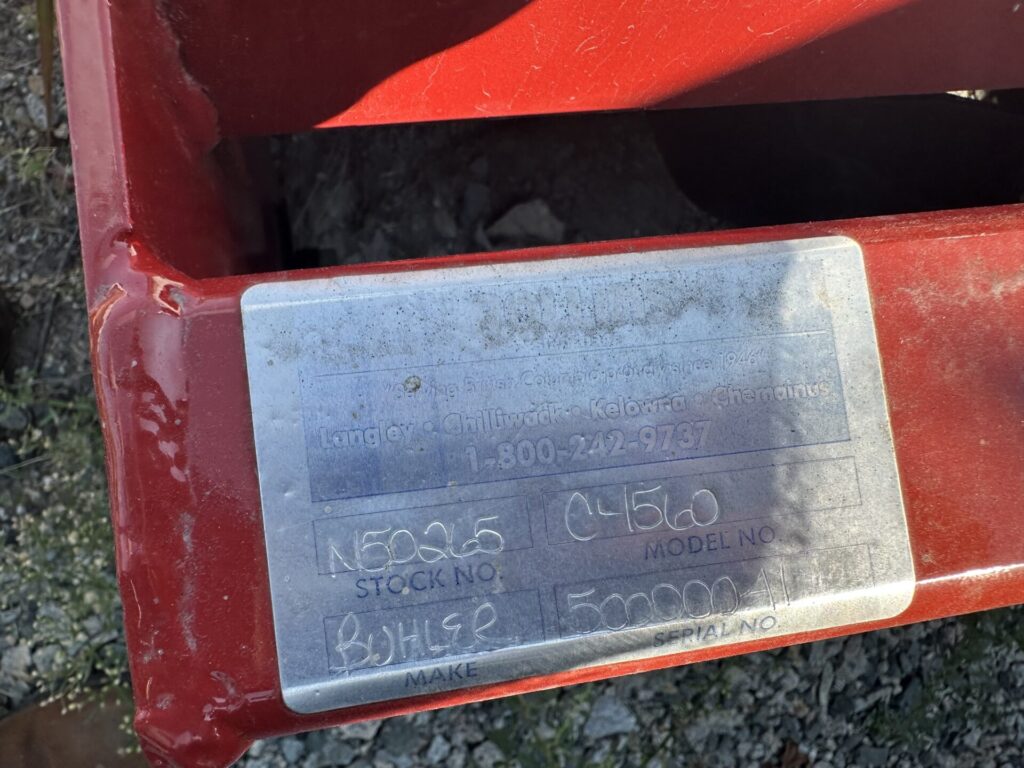 Serial Number Tag of Buhler Tiller