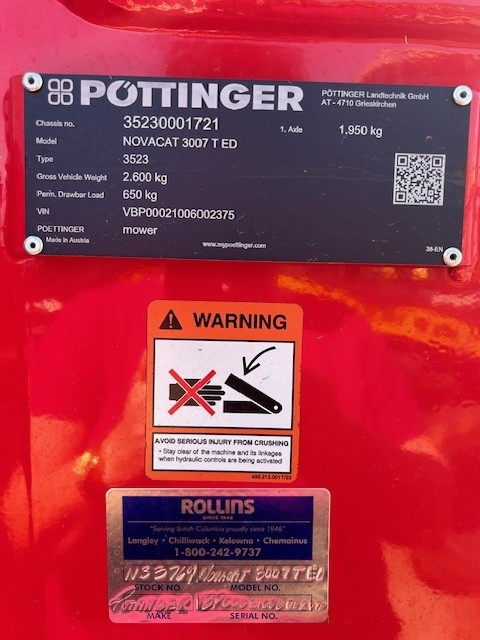 Serial Number Plate of Pottinger Plate