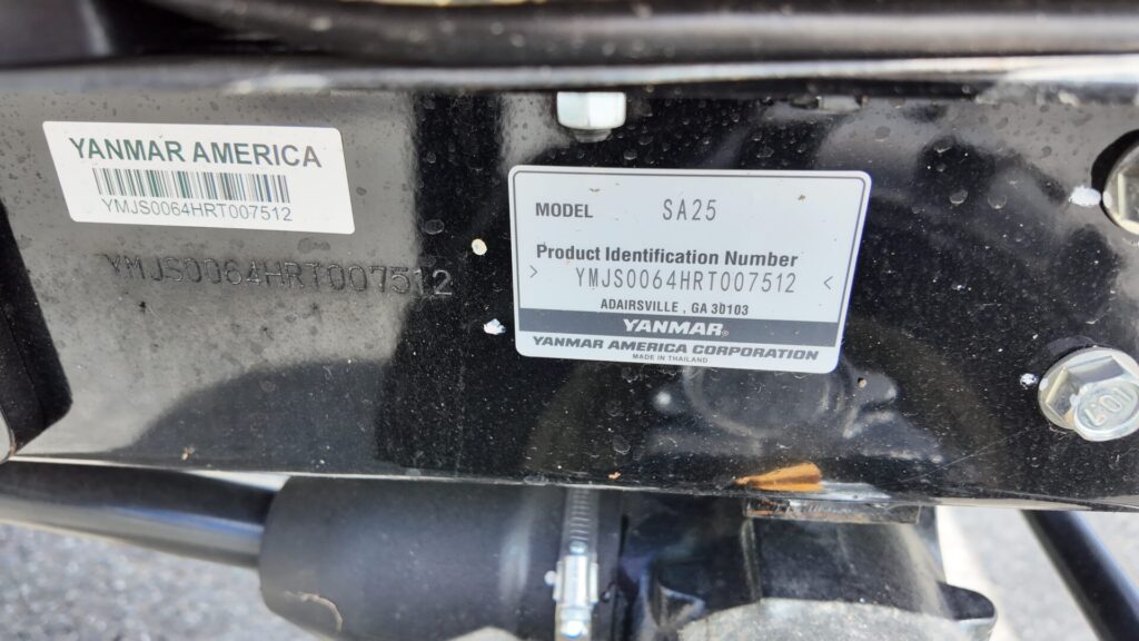 Serial Number Plate of Yanmar Tractor